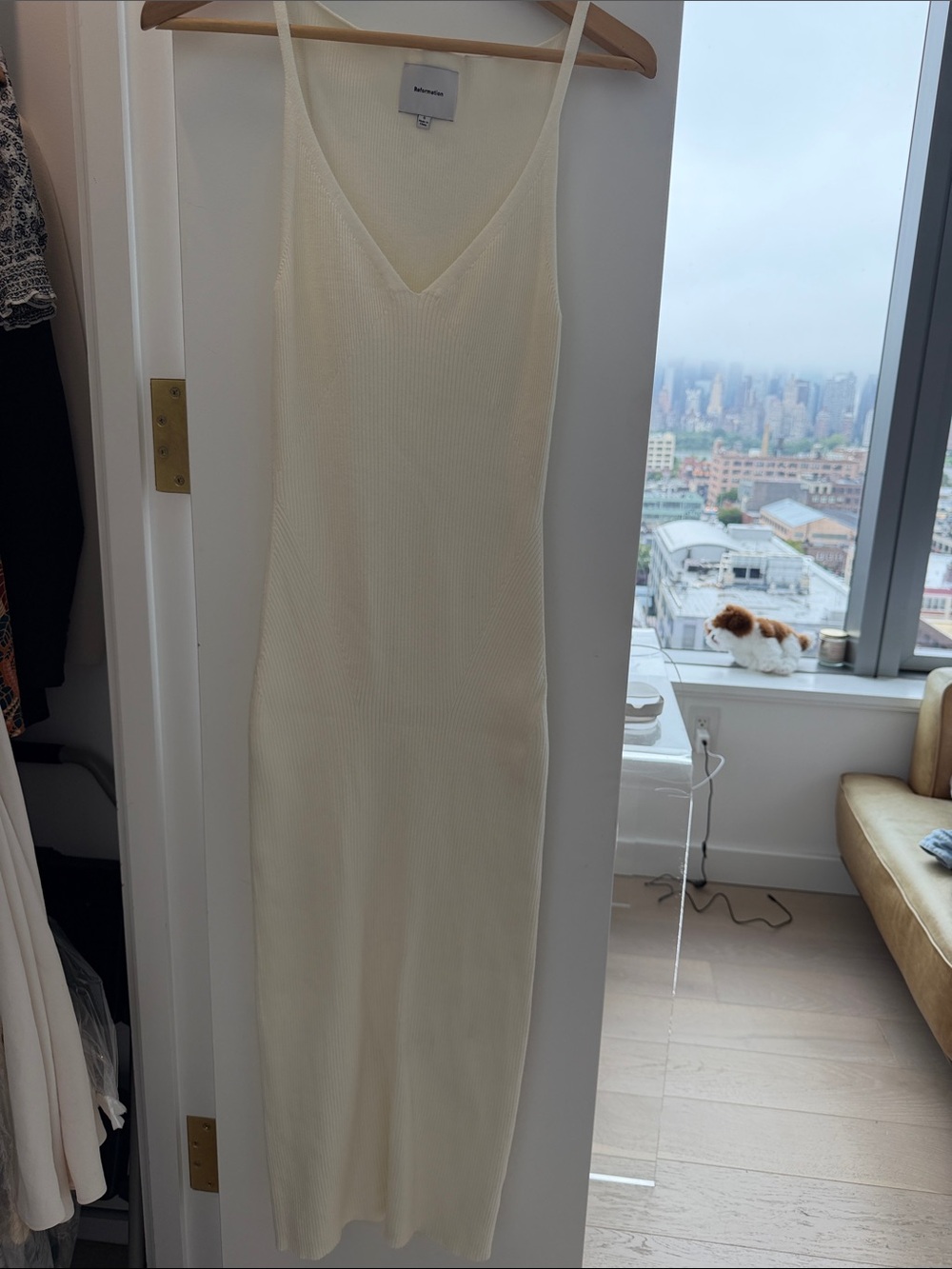 Reformation Cream Ribbed V-Neck Slip - Picture 4 of 5